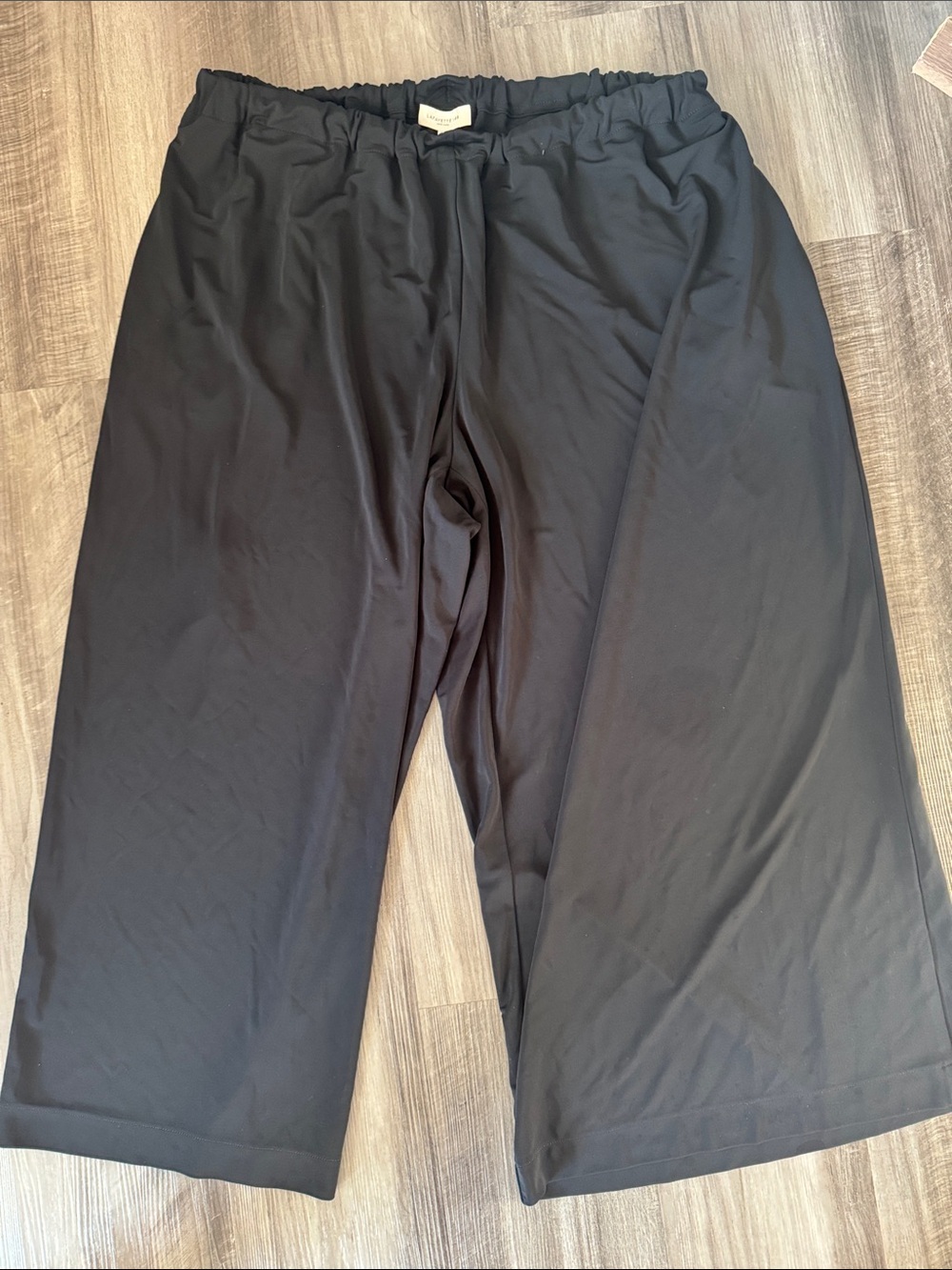 Lafayette 148 black cropped gaucho pants wide leg 2X plus women’s elastic waist